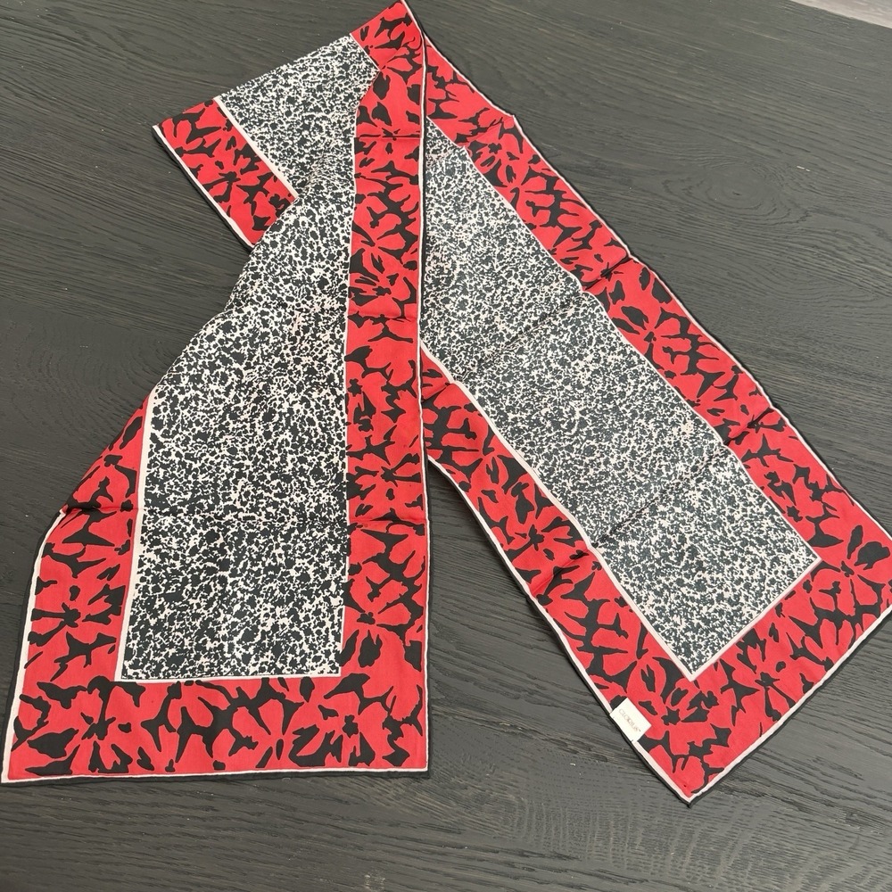 Vintage Scarf Red Black Abstract Print Glorius